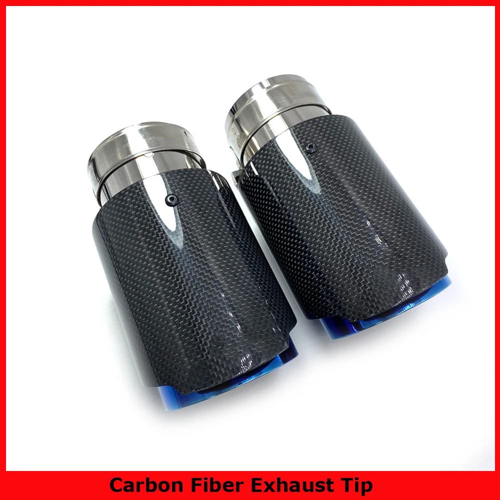 Silencieux en carbone simple brillant pour BMW Benz Audi Porsche, tuyau bleu à pointe unique, CX-4 E71 E46 E60 E90, 1PC