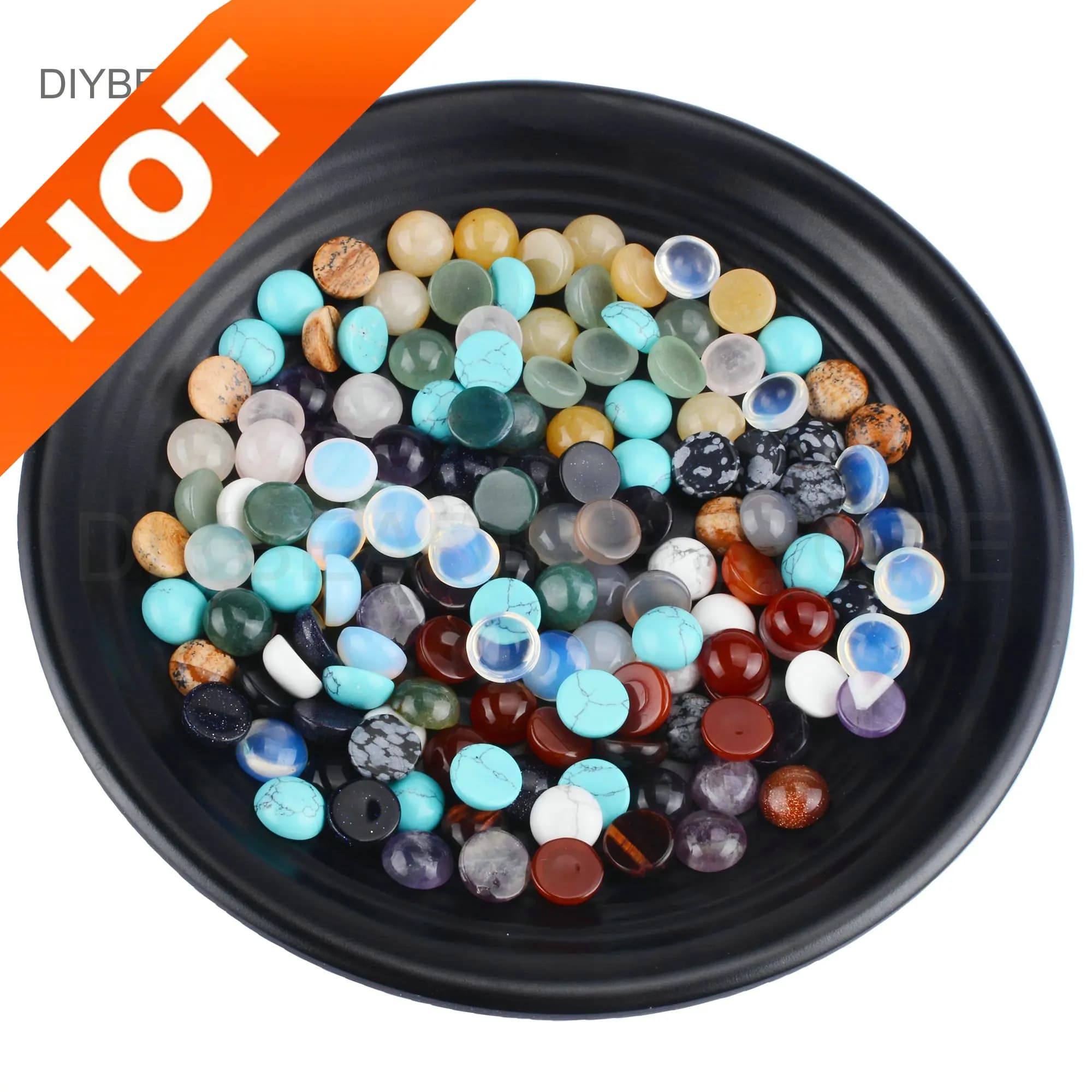 Cabochon Rond en Pierre Précieuse Naturelle pour Boucles d'Oreilles, Clip, Dos pio, Demi Perles, 4mm, 6mm, 8mm, 10mm, 12mm, 18mm, 20mm