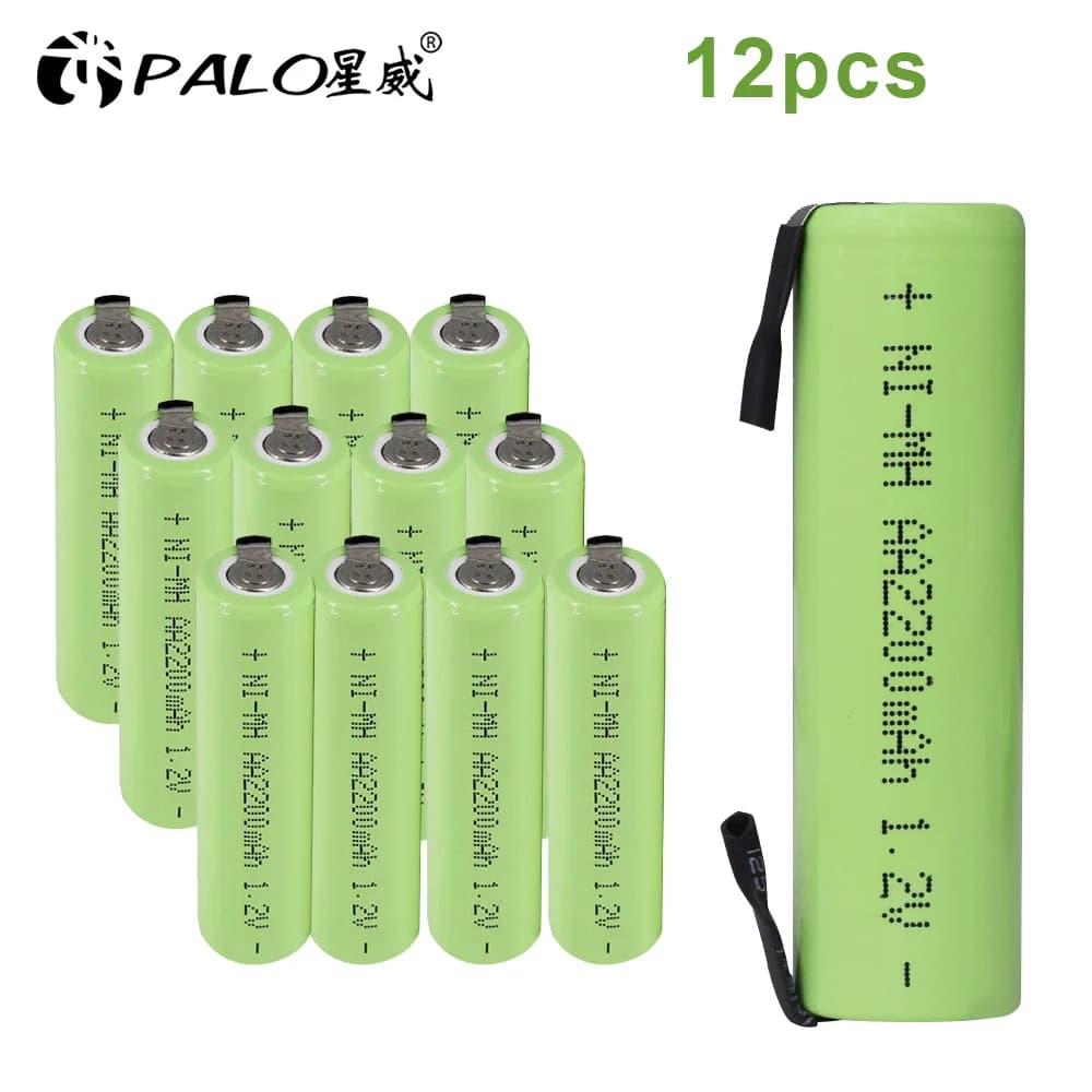 PALO – batterie rechargeable, 1.2V, nimh, AA, pour Philips Braun, rasoir électrique, brosse à dents, avec onglets de soudage