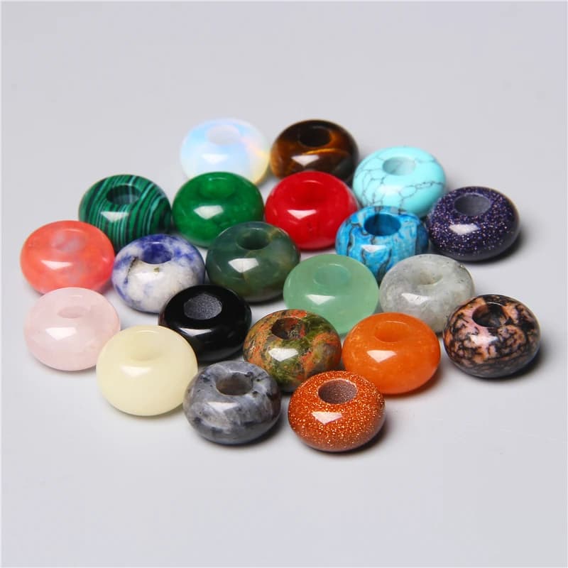 Perles rondes à grand trou de 12mm/14mm, breloques en pierre naturelle d'agates, perles à grand trou pour la fabrication de bijoux, accessoires de collier et de boucles d'oreilles