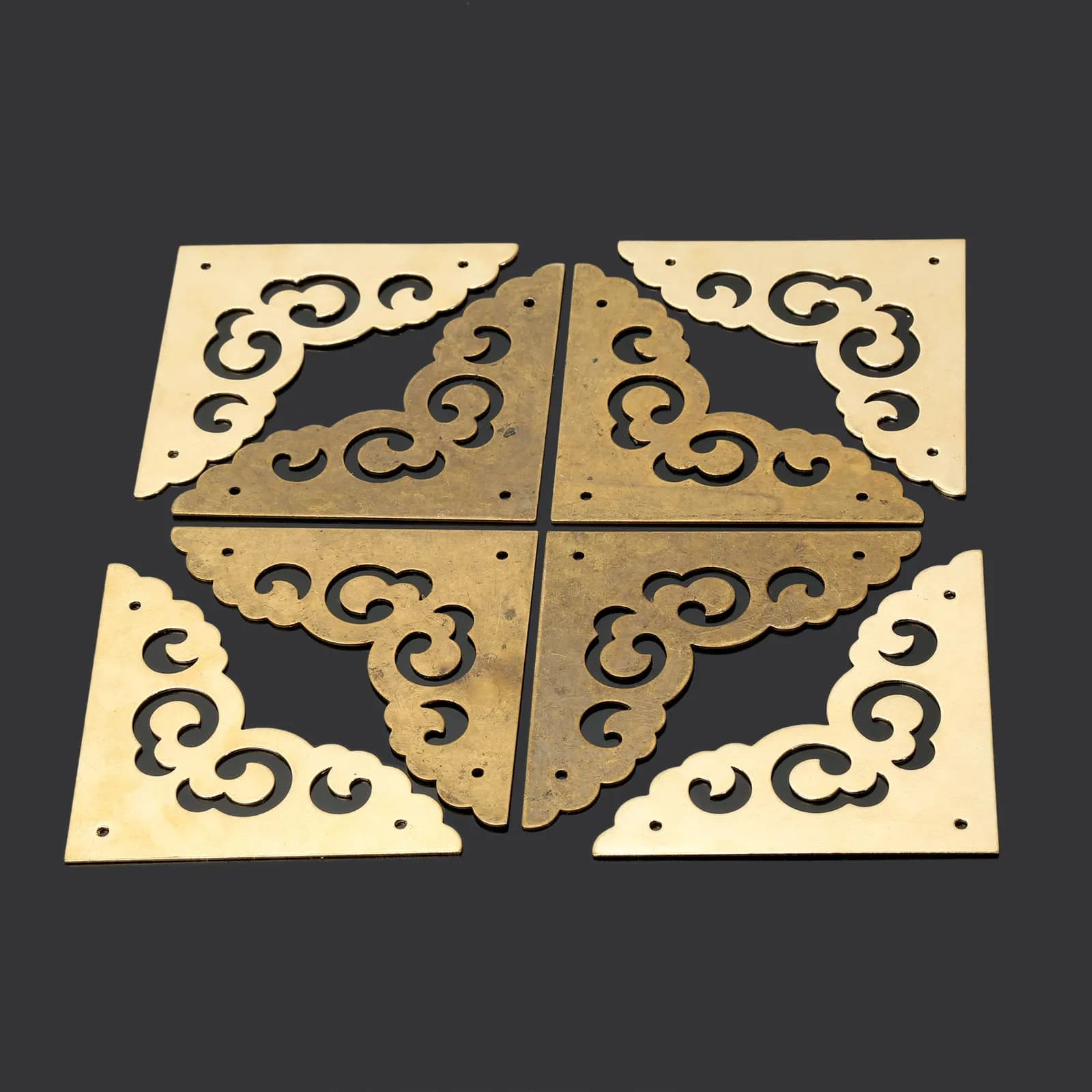 Couvertures de protection d'angle de quincaillerie de meubles de style chinois rétro, coffres d'armoire, coffres, coffres à bijoux, bureau, laiton pur, 4 pièces