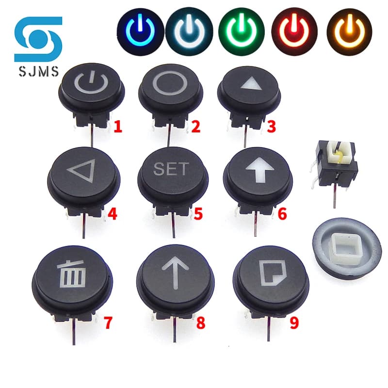 8*8*10.5mm DIP-6P 8x8 avec lumière LED Tactile Micro bouton poussoir interrupteur momentané + C23 peut transformer la lumière bouton rond capuchon de commutateur