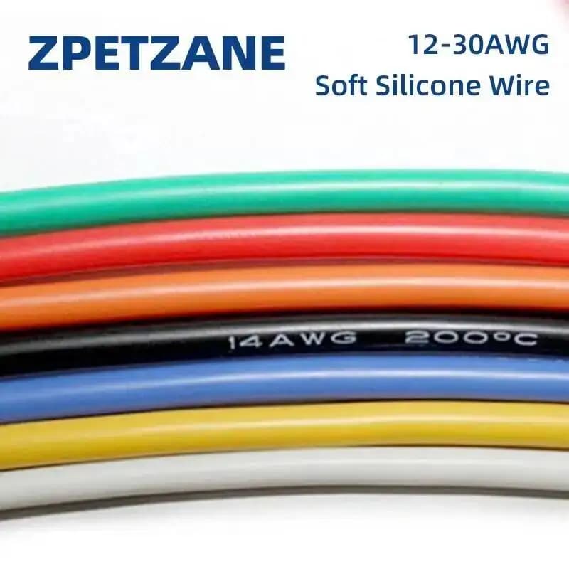 Câble en cuivre et Silicone souple résistant à la chaleur, 12awg 14awg 16awg 18awg 20awg 22awg 24awg 26awg 28awg 30awg, conducteur toronné
