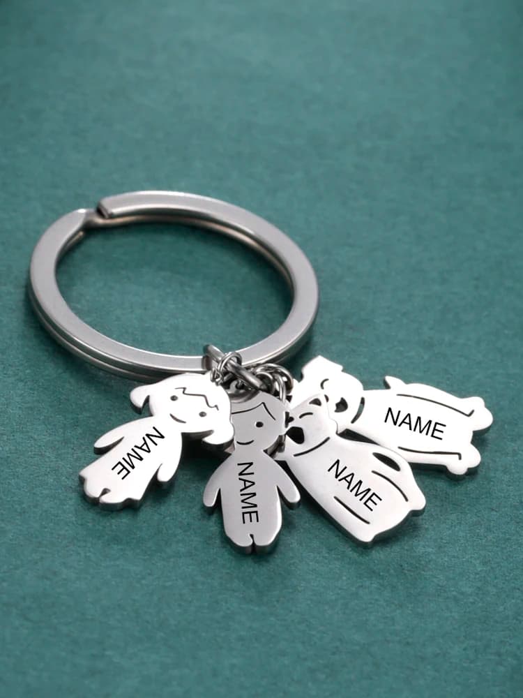 Porte-clés personnalisé avec nom, cadeau pour couple, enfant, mère, fille, garçon, femme, homme, famille, maman, papa, bijoux en acier inoxydable