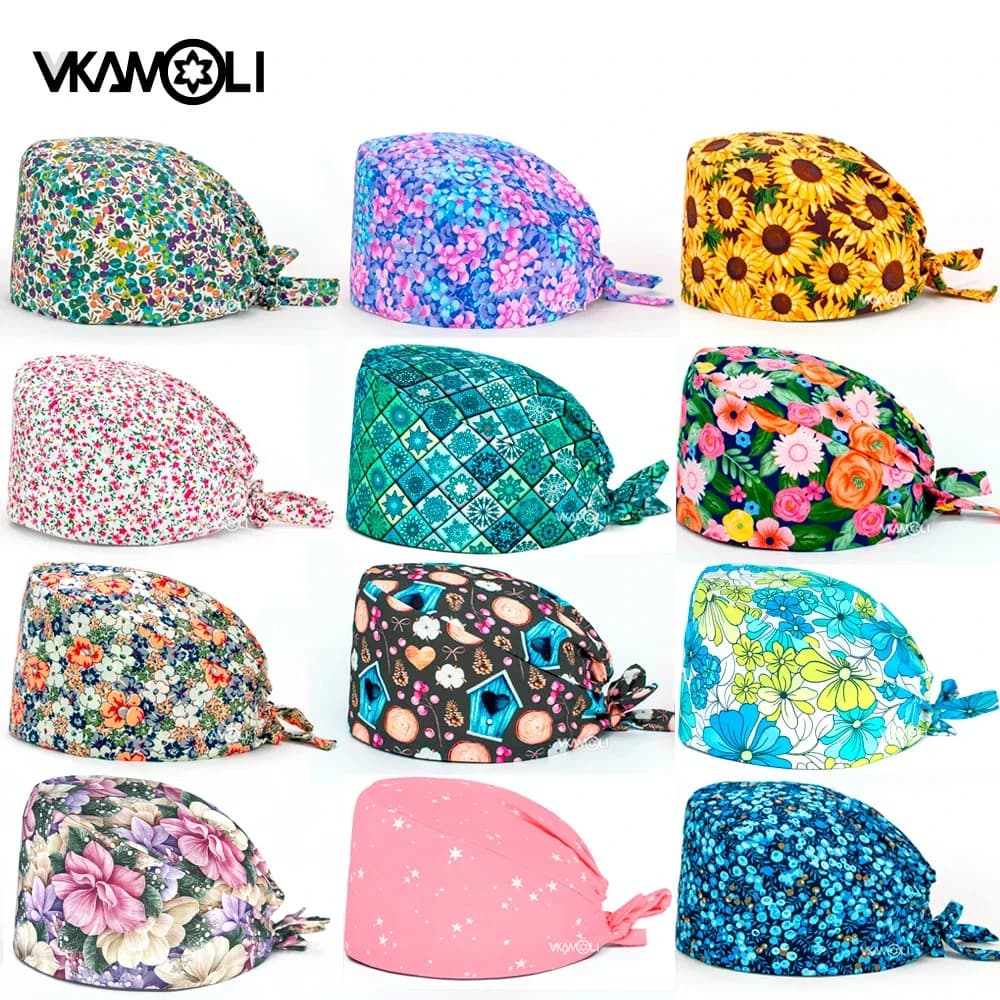 Casquettes de gIslande à impression florale pour femmes et hommes, chapeaux de travail de dentiste vétérinaire, casquette arrière droite, 100% coton