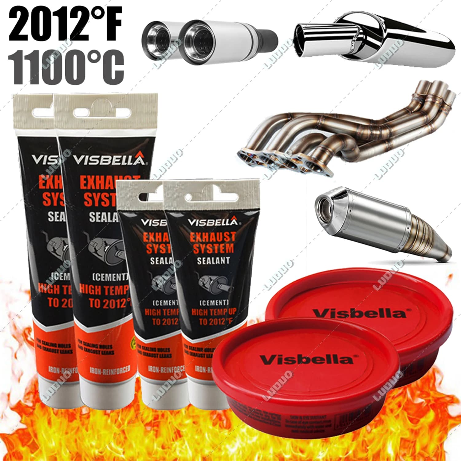 Colle de mastic de voiture, mastic de tuyau haute température pour outil de réparation, pâte adhésive de silencieux de rénovation de moto pour colle de tuyau d'échappement de voiture