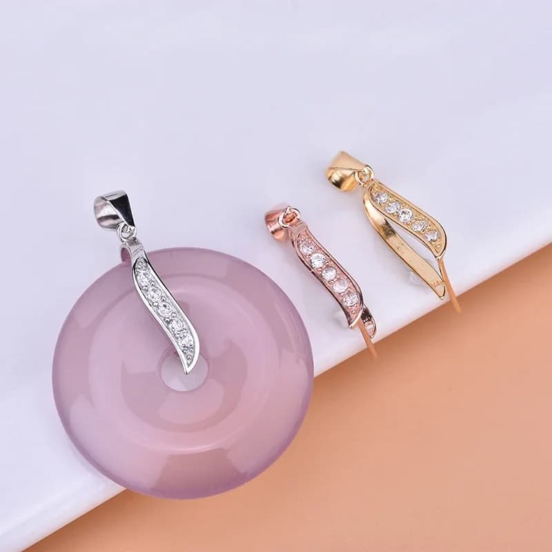 Boucle pendentif en forme de haricot en argent sterling 925, jadéite, cire d'abeille, jade, sécurité, boucle ardillon, DIY, accessoires