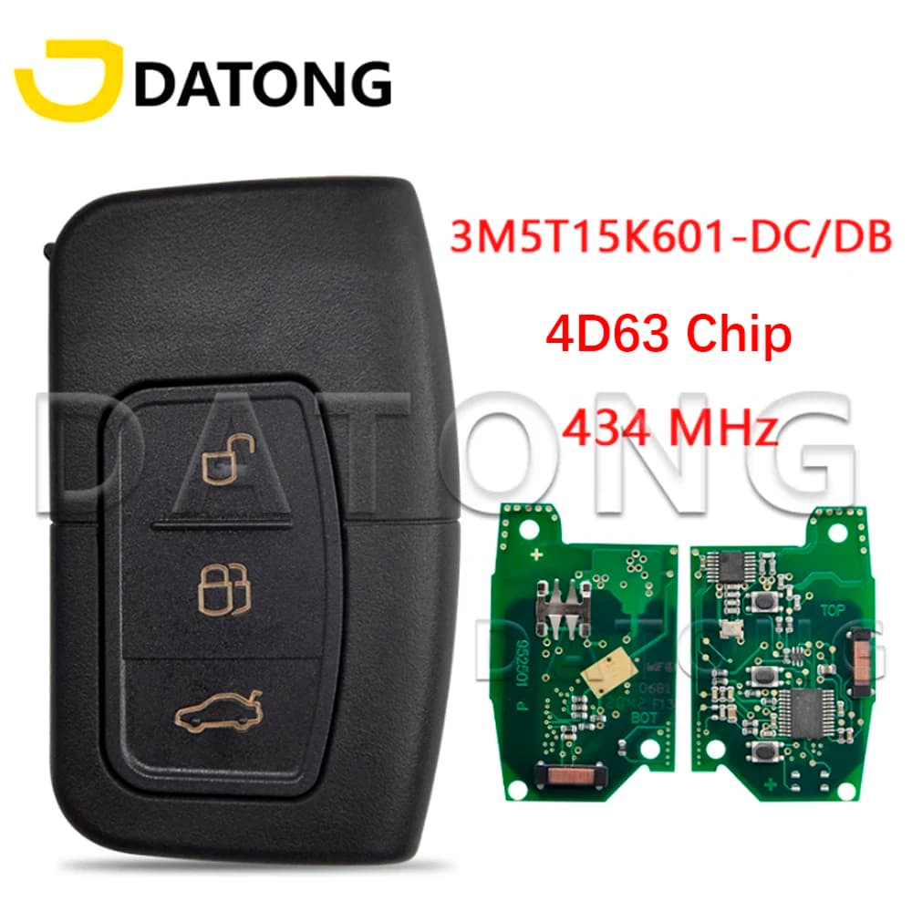 Datong World – clé de voiture à distance, compatible avec Ford Focus Kuga C-Max MK2 Mondeo Galaxy 434FSK, carte de proximité sans clé