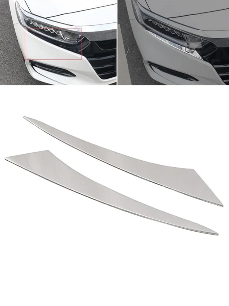 Autocollants de sourcil de phare de voiture en acier inoxydable, 1 paire, pour Honda Accord 2018 2019 2020