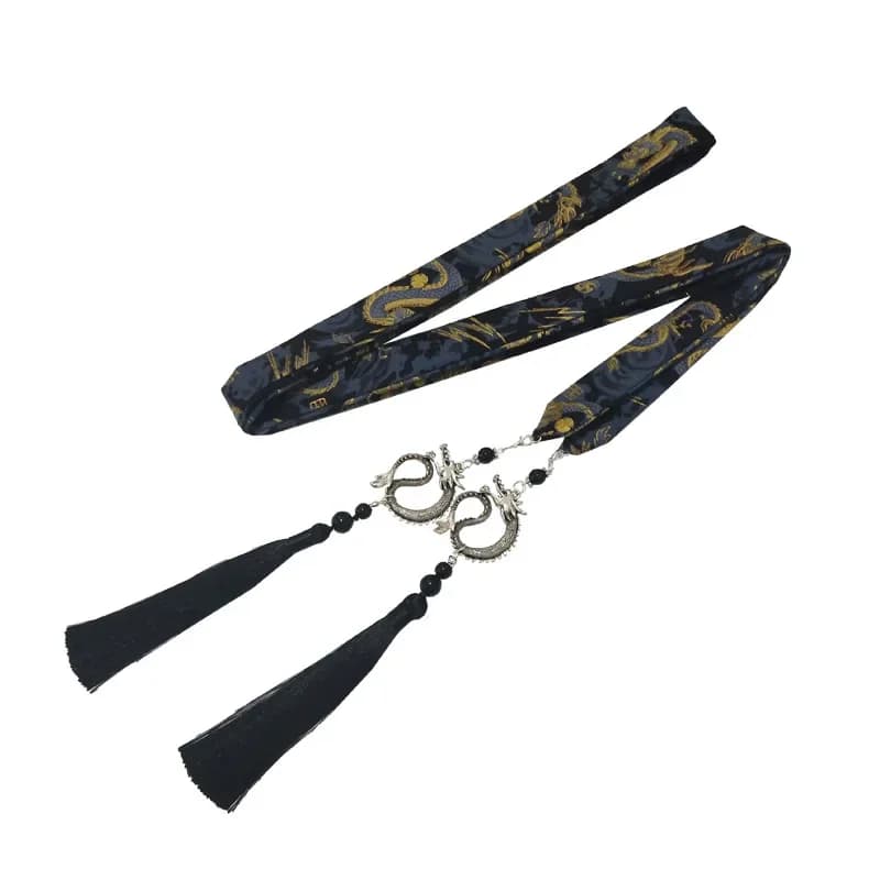 Style chinois bandeau Antique Hanfu Costume coiffure Satin broderie traditionnel bandeau de cheveux chapeaux pour femmes ruban corde à cheveux