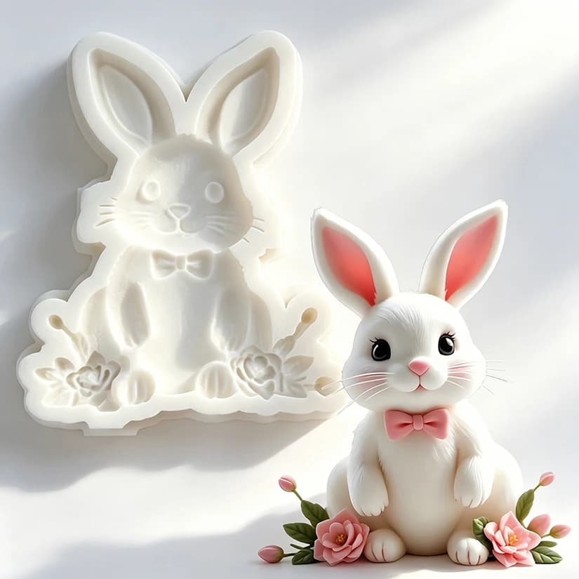 Moule en silicone Lapin de Pâques pour la pâtisserie, le chocolat, les cupcakes, la décoration de gâteaux en fondant