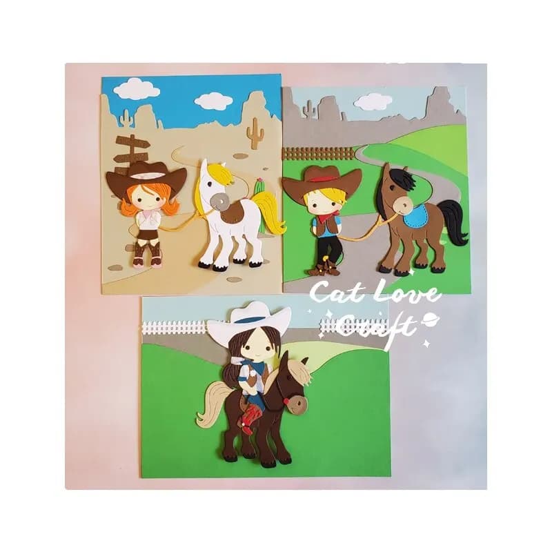 Catlove Cowboy équitation série matrices de découpe en métal Scrapbooking pochoir découpes fabrication de cartes bricolage artisanat gaufrage nouveaux matrices pour 2021