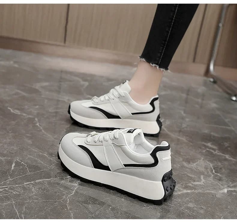 Baskets à plateforme décontractées pour femmes, chaussures de Sport en cuir blanc, gagnant, semelles épaisses, à la mode, vulcanisées, nouvelle collection 2025