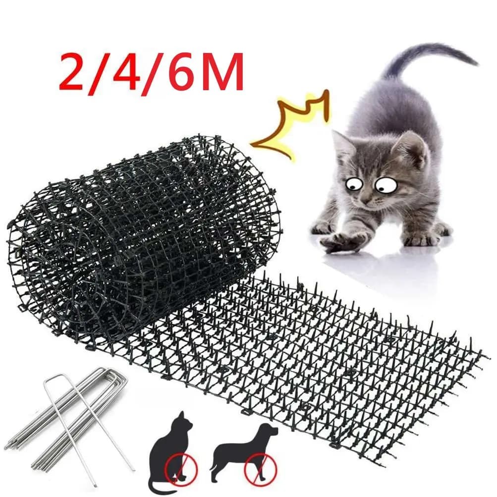 Tapis anti-chats et chiens noir/blanc pour jardin, avec picots dissuasifs, bande anti-crevaison, fournitures de jardin extérieur