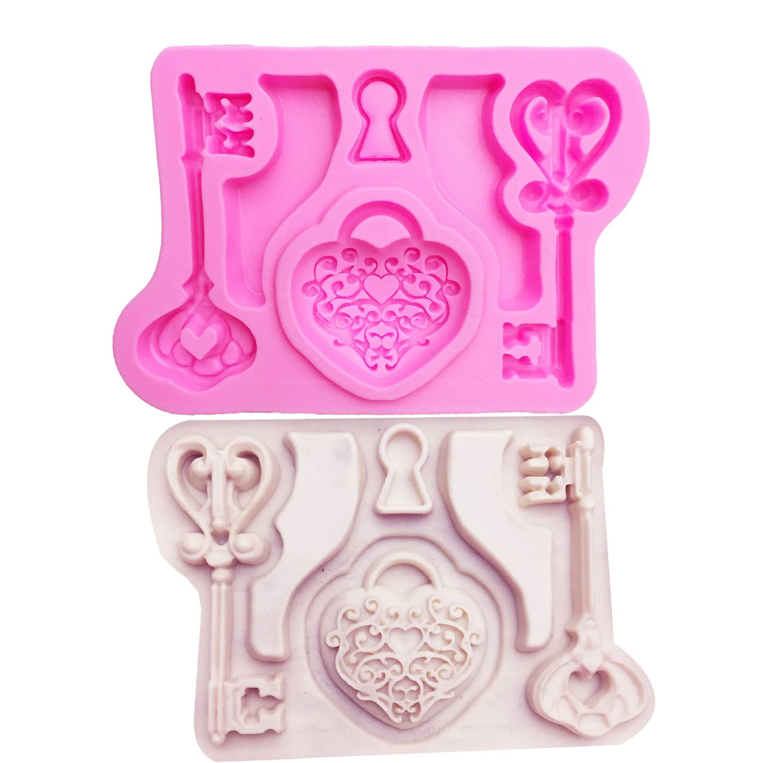 Moule en silicone avec serrure en forme de clé d'amour, pour fondant, outils de décoration de gâteaux, de cuisine, Sugarcraft, M0712