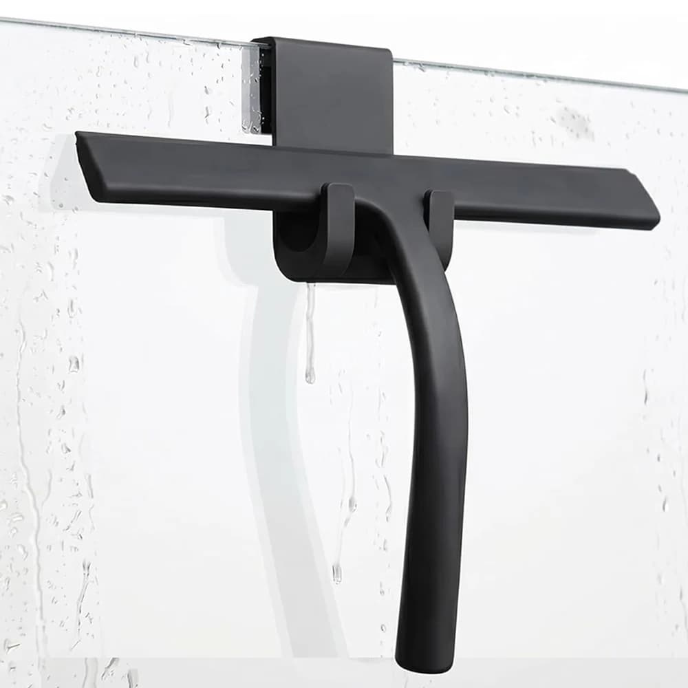 Raclette de douche en silicone avec poignée et crochet sans perçage pour portes vitrées, fenêtres, miroirs, carreaux, salle de bain et voiture