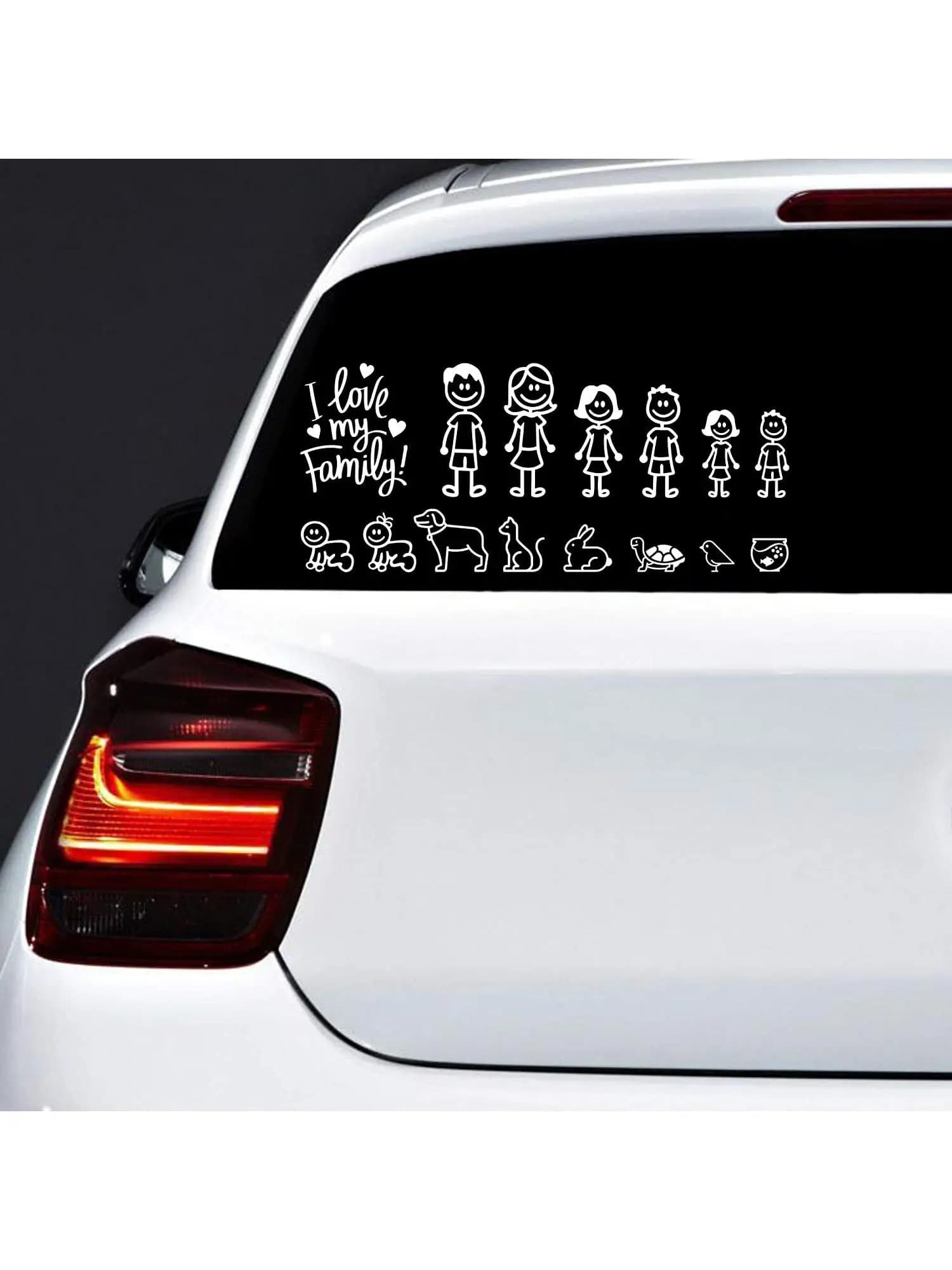 Autocollant de voiture de famille intéressant, accessoires extérieurs d'automobiles, décalcomanies en vinyle pour BMW, Audi, Ford, Honda, fenêtre, mur de toilette
