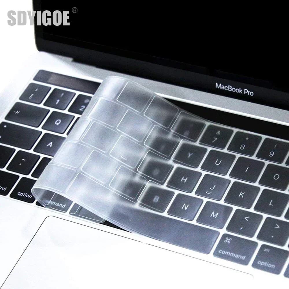 Housse de clavier pour Macbook Air 13 15 Pro 14 16, identification de barre tactile, protection en Silicone, peau EU A3113 A3112 A3240 A2337 A3401 M1 M2 M3 M4