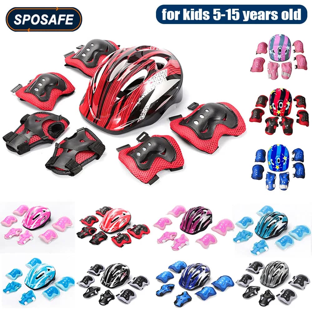 Casque réglable pour enfants, ensemble d'équipement de protection, genouillères, coudières, poignets, pour enfants, garçons et filles, vélo, Skateboard, Scooter, rouleau