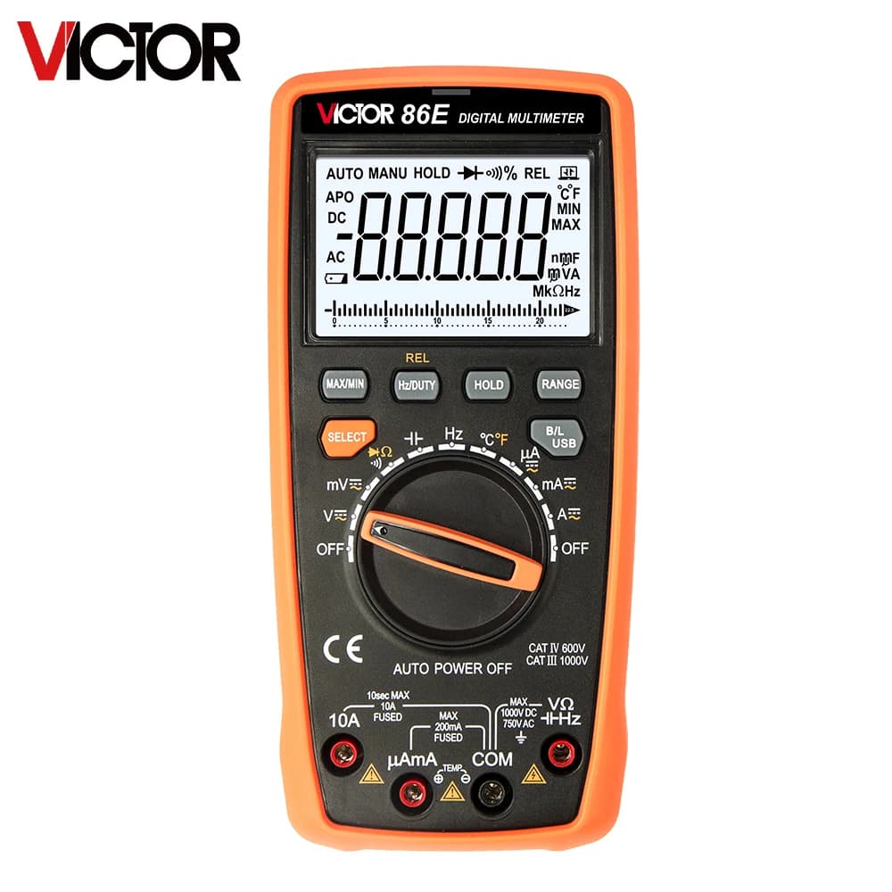 Victor-Multimètre numérique 86E, 22000 comptes, courant professionnel Ohm Hz, AC, DC, transistor, voltmètre, puzzles, testeur itance 02/10/2018