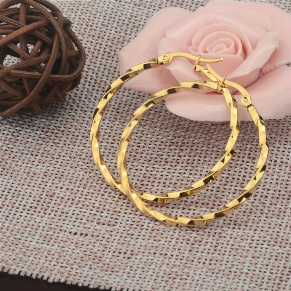 BTEN – grandes boucles d'oreilles en acier inoxydable pour femmes, bijoux de couleur or, Design à la mode