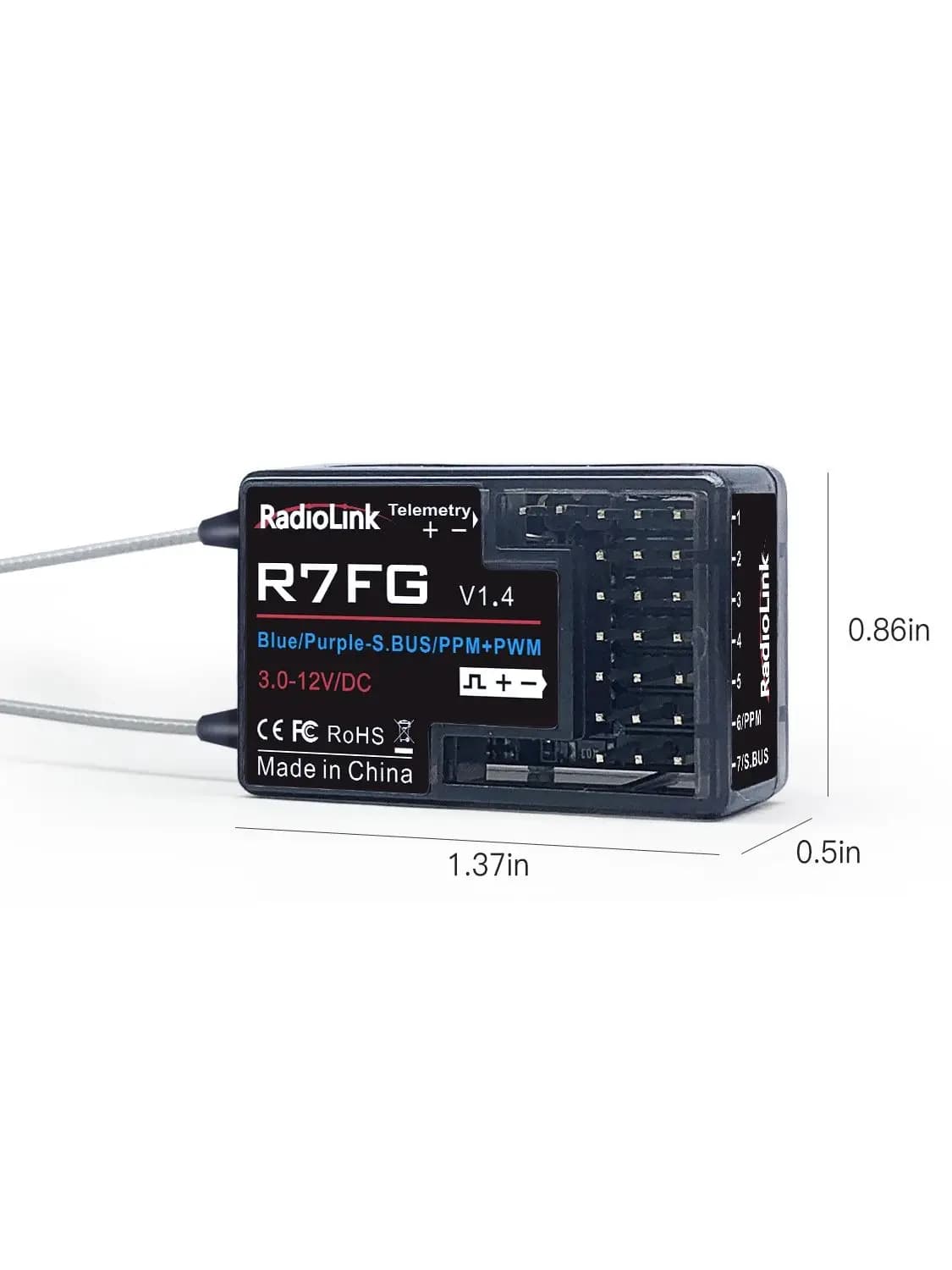 Radiolink R7FG 7 canaux 2.4G gyroscope RC récepteur voiture tension transmission télémétrie 600m longue portée RX pour voiture à dérive sur chenilles
