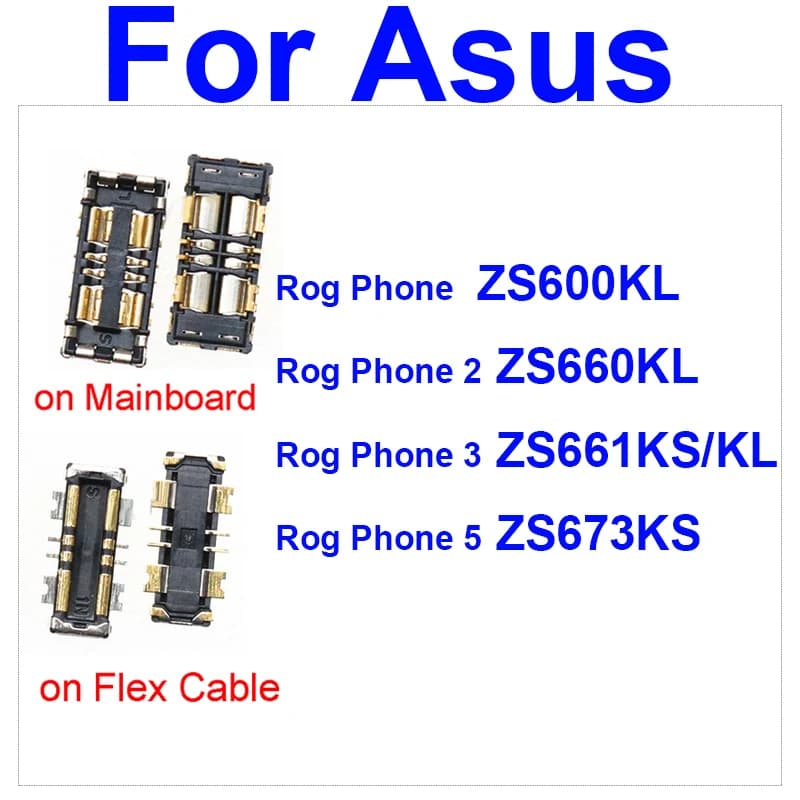 Réinitialisation de support de batterie FPC intérieur sur carte mère, 2 pièces pour téléphone Bali ROG ZS600KL Z01QD 2 ZS660KL I001D 3 ZS661KS/KL 5 ZS673KS I005DA