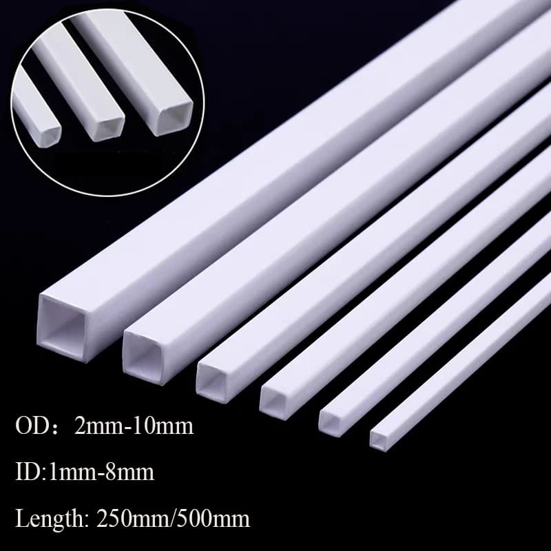 Tube carré en plastique ABS, tiges de barre carrées creuses, styrène, table de sable bricolage, modèle rw, exécutif, le plus récent, 50 pièces, 10 pièces
