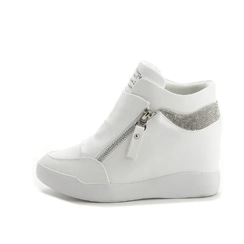 RiSALE-Chaussures à talons compensés cachés blancs pour femmes, baskets montantes, chaussures décontractées, tennis féminin, taille 34, 42, offres spéciales