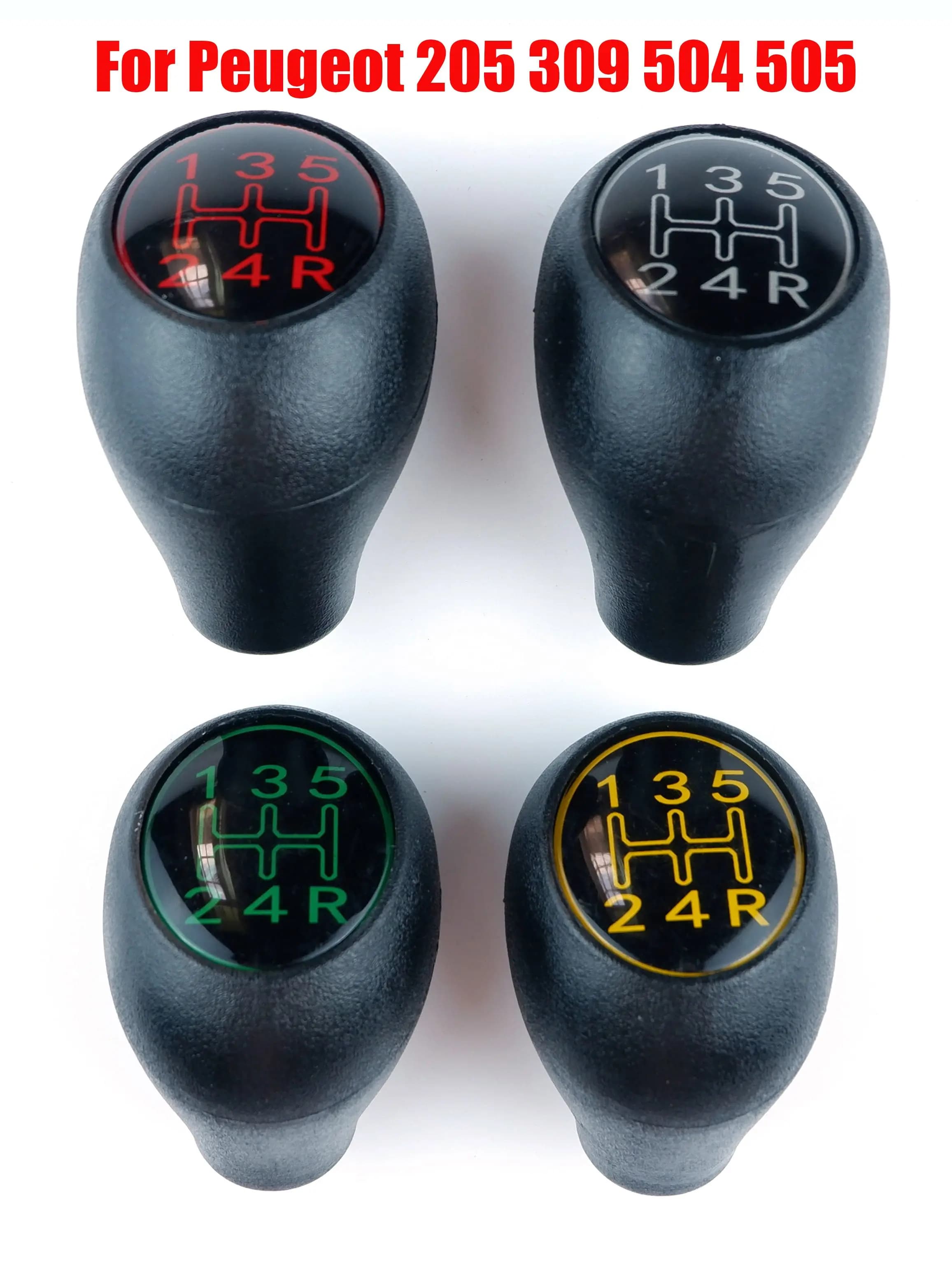Pommeau Levier De Vitesse 5 Vitesses , noir et argent, rouge, vert, jaune, adapté à la Pour Peugeot 504 505 205 309