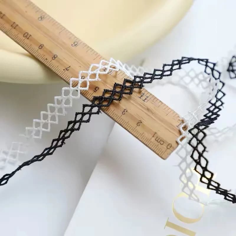 Ruban de dentelle Soluble dans l'eau, 5 mètres/lot, 1.1cm, pour bricolage, accessoires vestimentaires, zig zag noir
