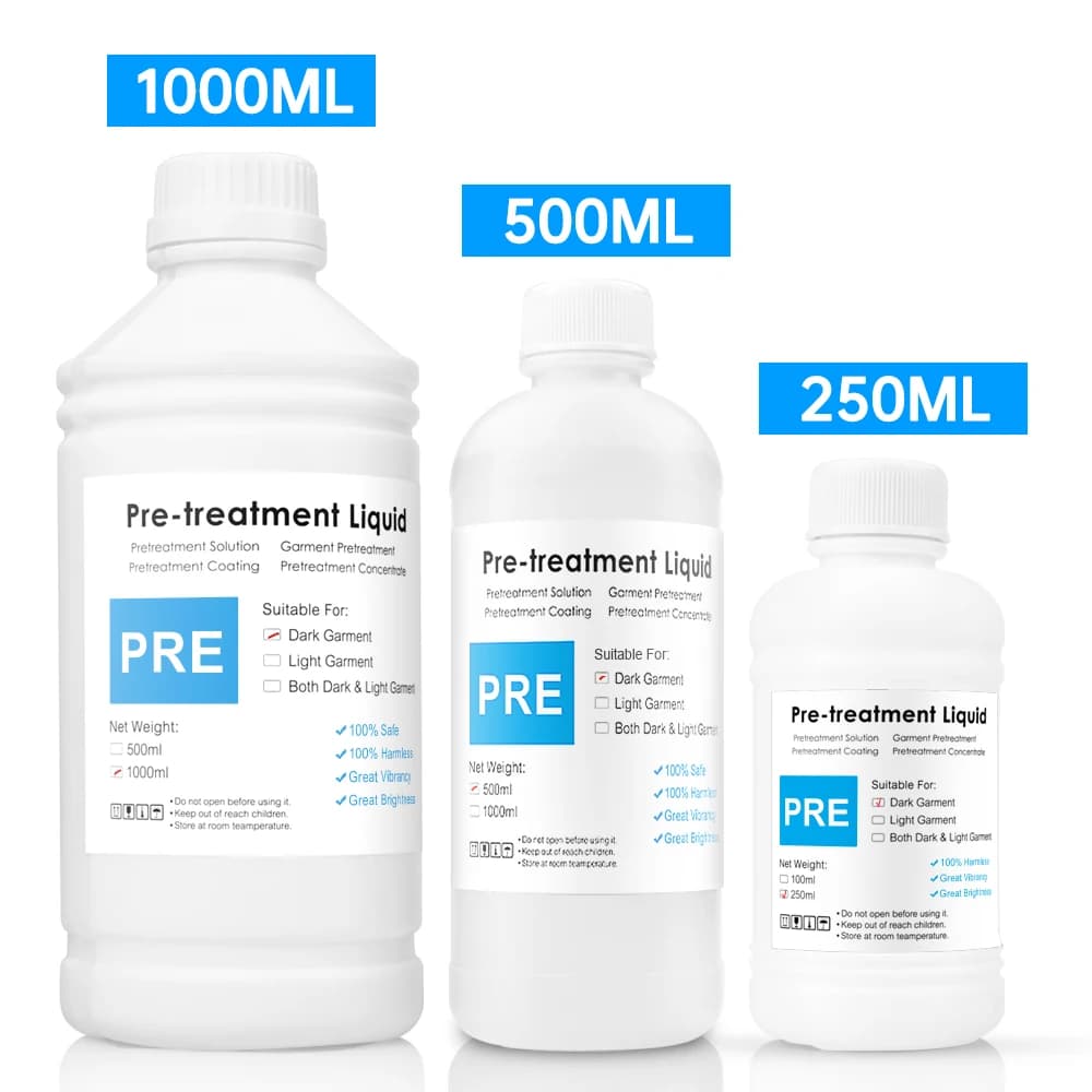 Liquide de prétraitement DTG, apprêt DTG, prétraitement pour encre textile pour imprimante DTG avant impression (pour tissus clairs et foncés)
