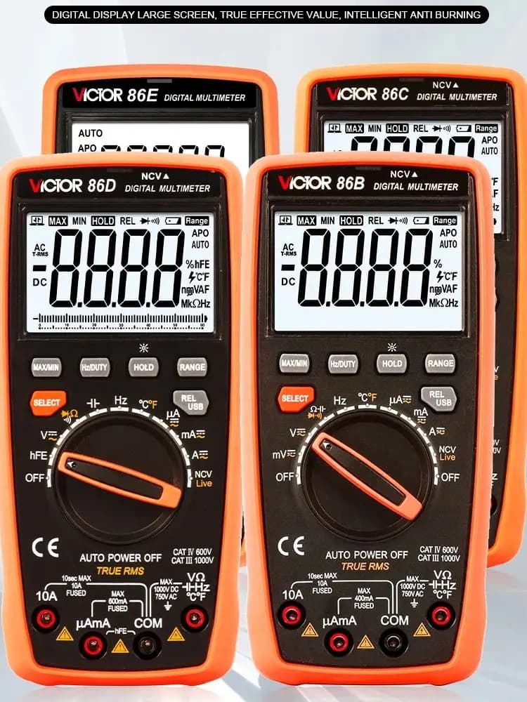 Victor-Multimètre numérique 86E, 22000 comptes, courant professionnel Ohm Hz, AC, DC, transistor, voltmètre, puzzles, testeur itance 02/10/2018