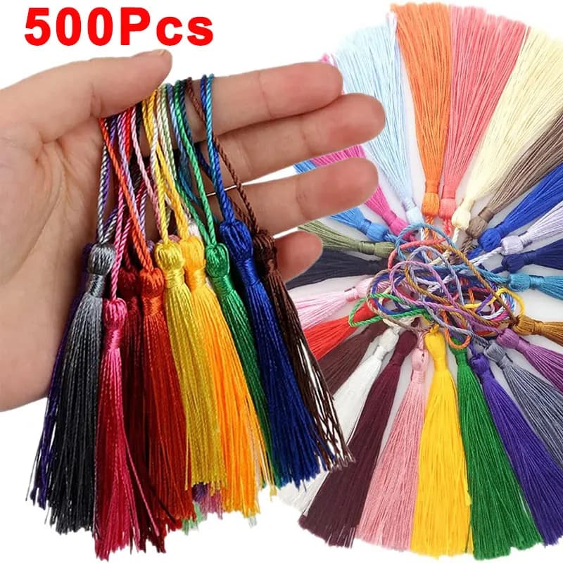 Glands soyeux de 13cm avec boucle de cordon, 100 à 500 pièces, marque-page doux et brillant fait à la main pour la fabrication de bijoux, accessoire de couture artisanal DIY