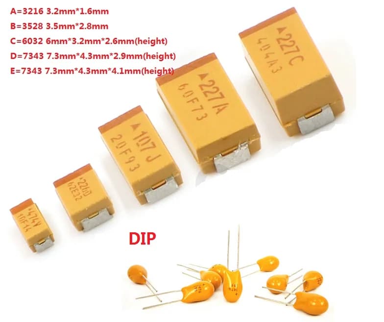 10 pièces A B C D boîtier condensateur au tantale 6V 10V 16V 25V 35V 50V 0.1UF 1uf 2.2UF 4.7UF 10UF 22UF 33UF 47UF 100UF 220uF 330UF 470UF