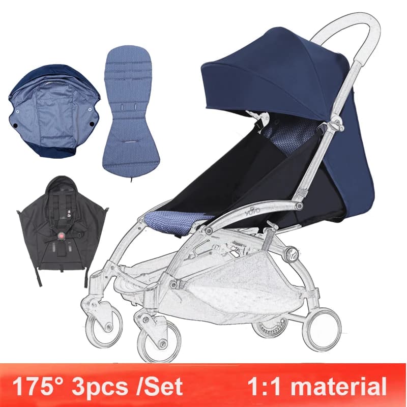 Juste de Coussin de Siège Réglable pour Poussette, Accessoires pour Yoya/BabyExpresYObalance, Pare-soleil, 3 Pièces/Ensemble, 175 °
