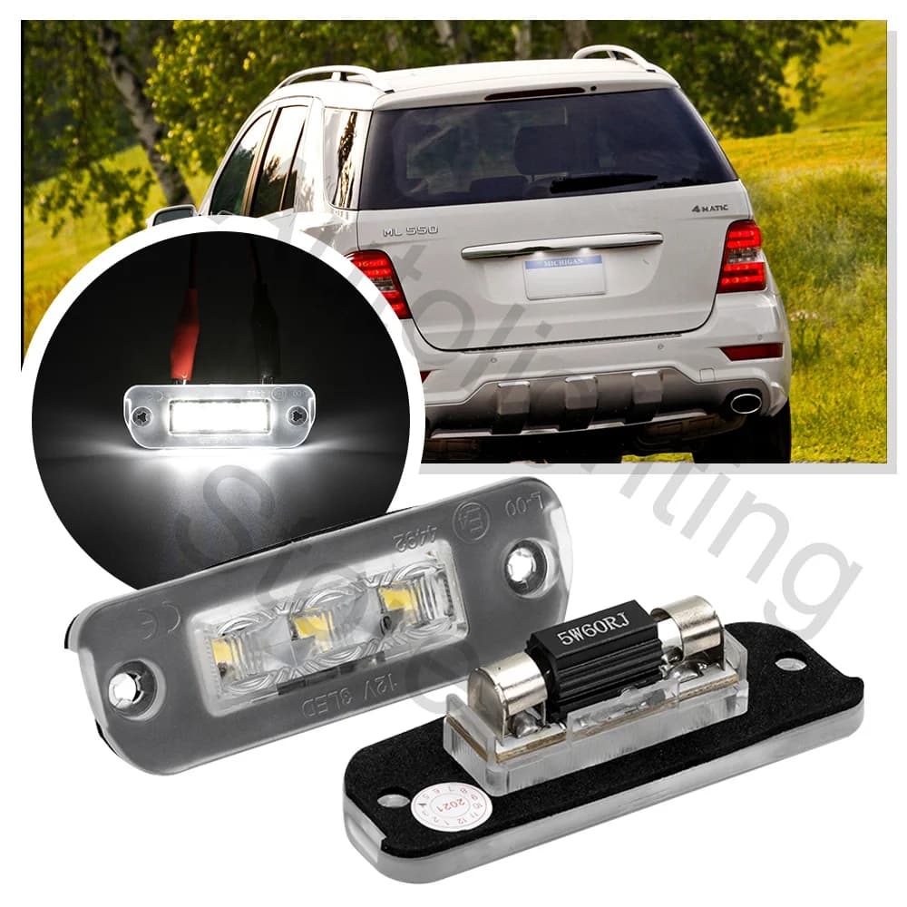 Éclairage de plaque de numéro de planificateur LED, feu d'étiquette arrière Canbus de classe, Mercedes Benz Wbulette W164 X164 R ML GL 2005 2006 2007 2008-2012, 2 pièces