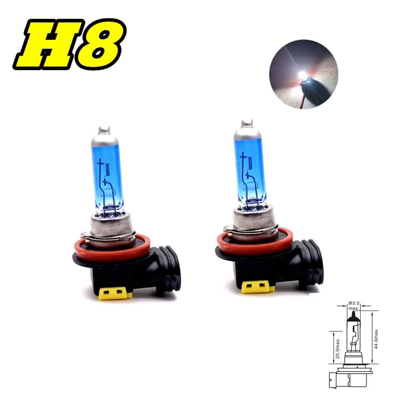 2 Ampoules Halogènes H8 12V 35W Super Blanches pour Feux Antibrouillard, Verre Quartz Haute Puissance PGJ19-1 Compatible avec les Phares de Voiture