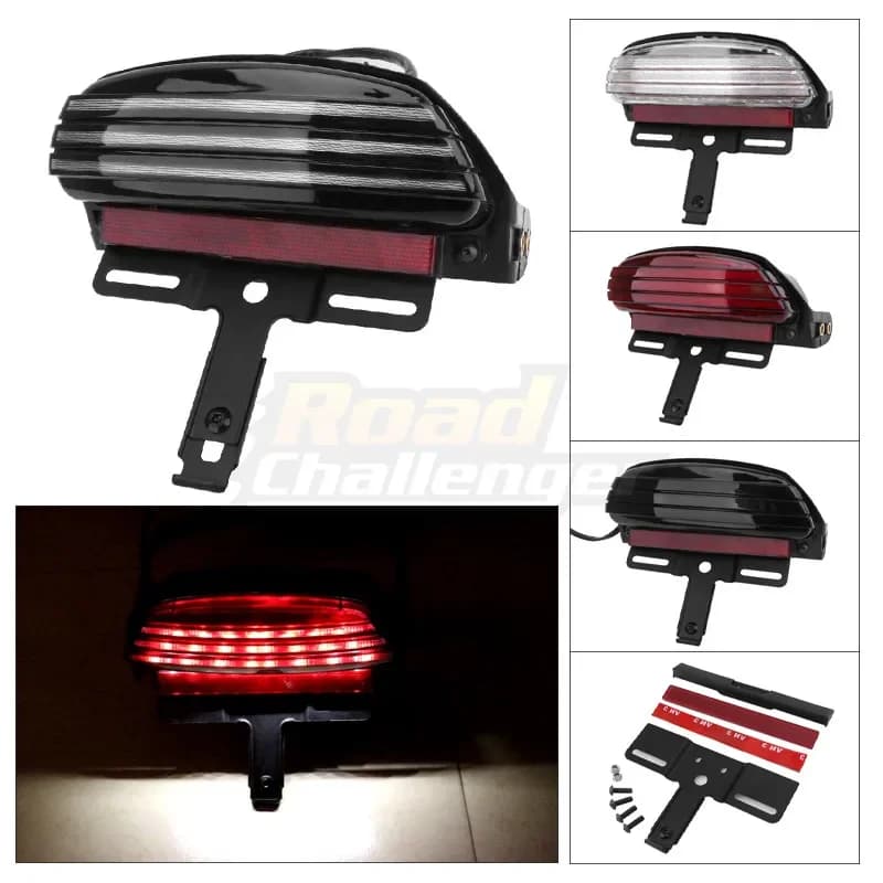 Support de plaque d'immatriculation pour Harley Dyna Fat Bob Softail 2006 – 2015, feu arrière de garde-boue à trois barres LED pour moto