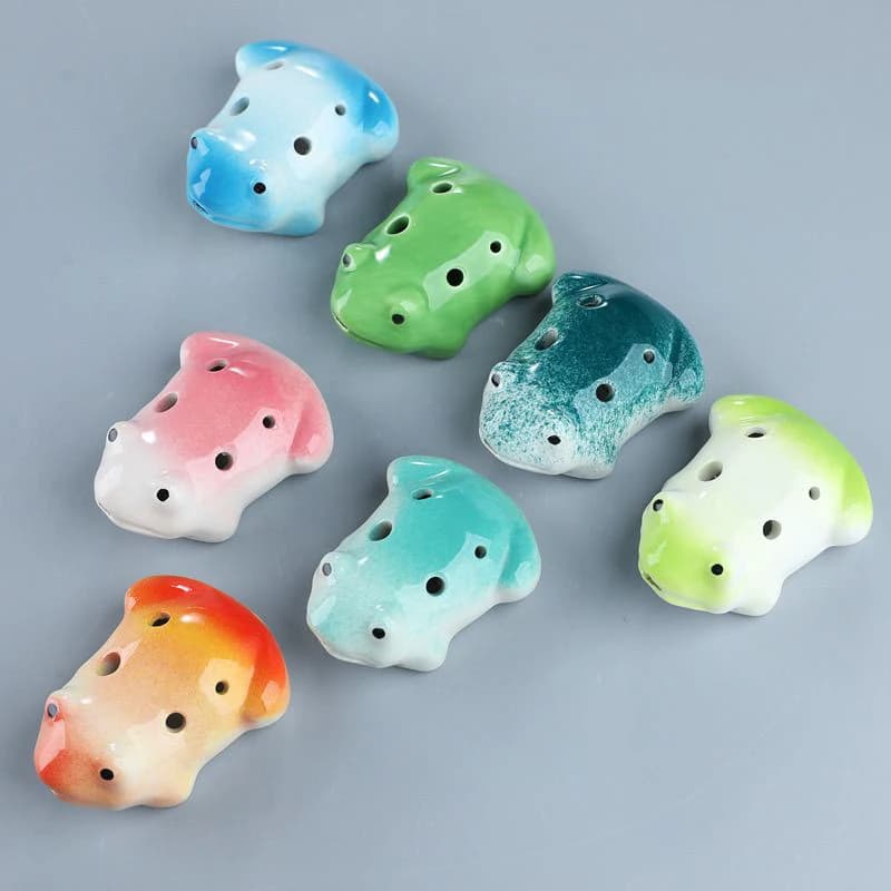 Ocarina-Petite Grenouille à 6 Trous, Jouet en Céramique, Souvenir Touristique, Fuchsia