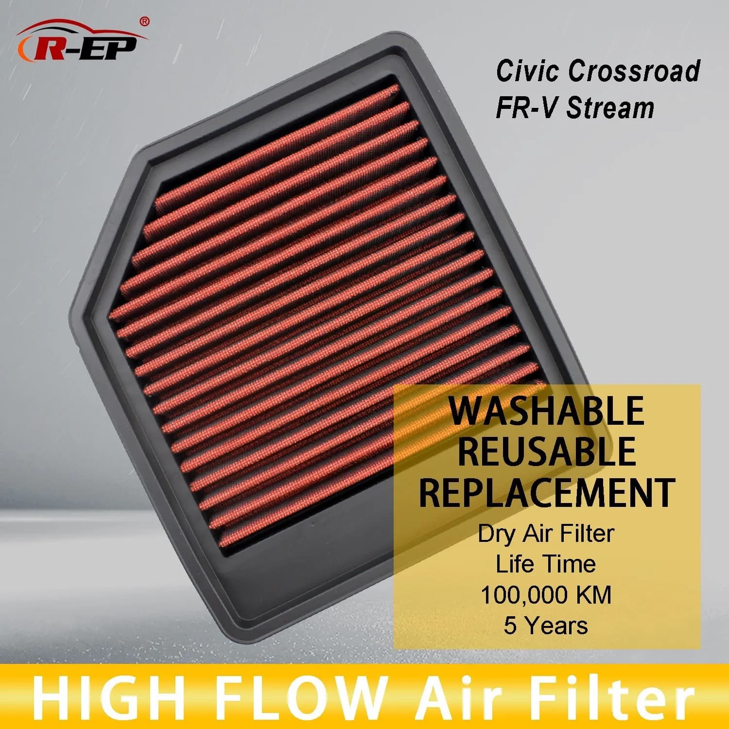Filtre à Air à haut débit pour Honda Civic Crossroad R-EP Stream 1,8 l, filtre d'admission d'air froid, lavable et réutilisable, FR-V