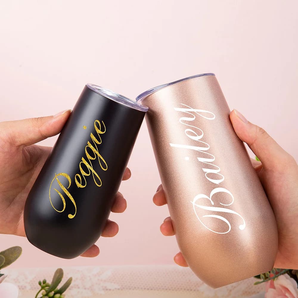 Flûte à Champagne Personnalisée en Acier Inoxydable, Gobelet de Demoiselle d'Honneur, ixdes Patients, Cadeau de Proposition, 6oz