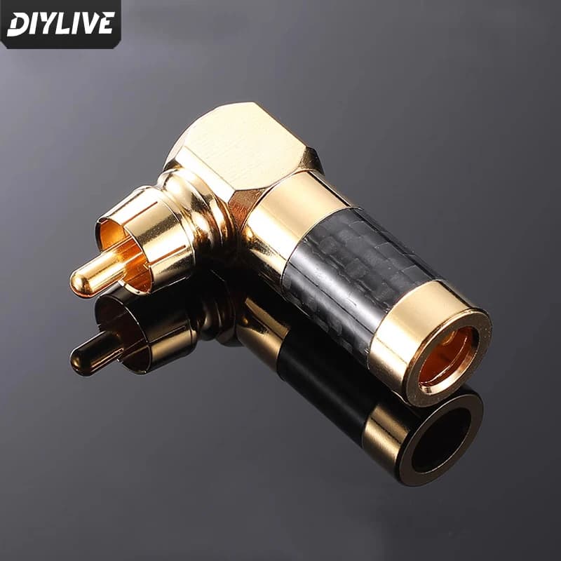 DIYLIVE Câble audio RCA coudé 7 mm en fibre de carbone, plaqué or, cuivre pur, avec connecteur Lotus pour TV