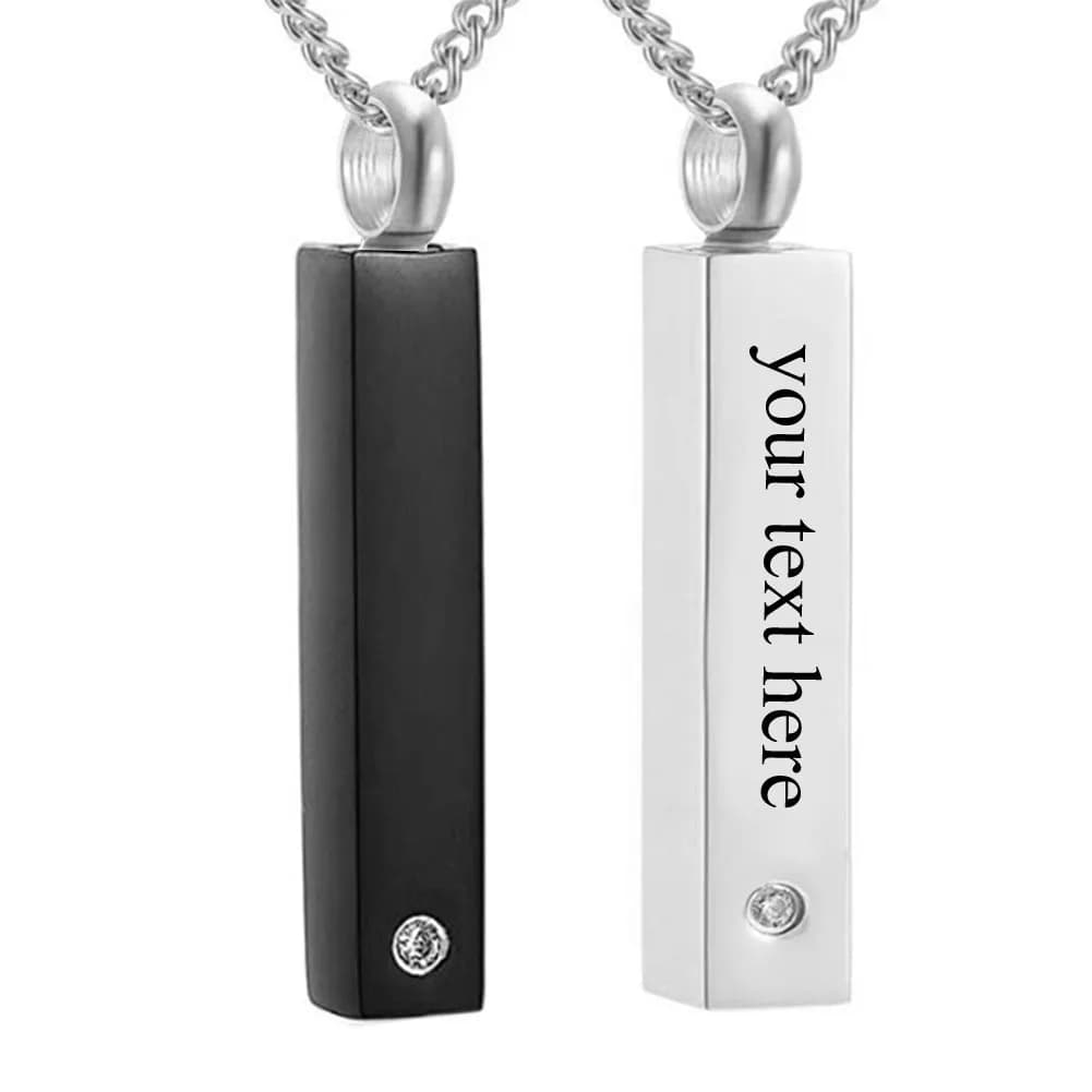 Conteneur de barre cubique verticale en acier inoxydable personnalisé, pendentif commémoratif, collier souvenir de cendres, bijoux de crémation hypoallergéniques