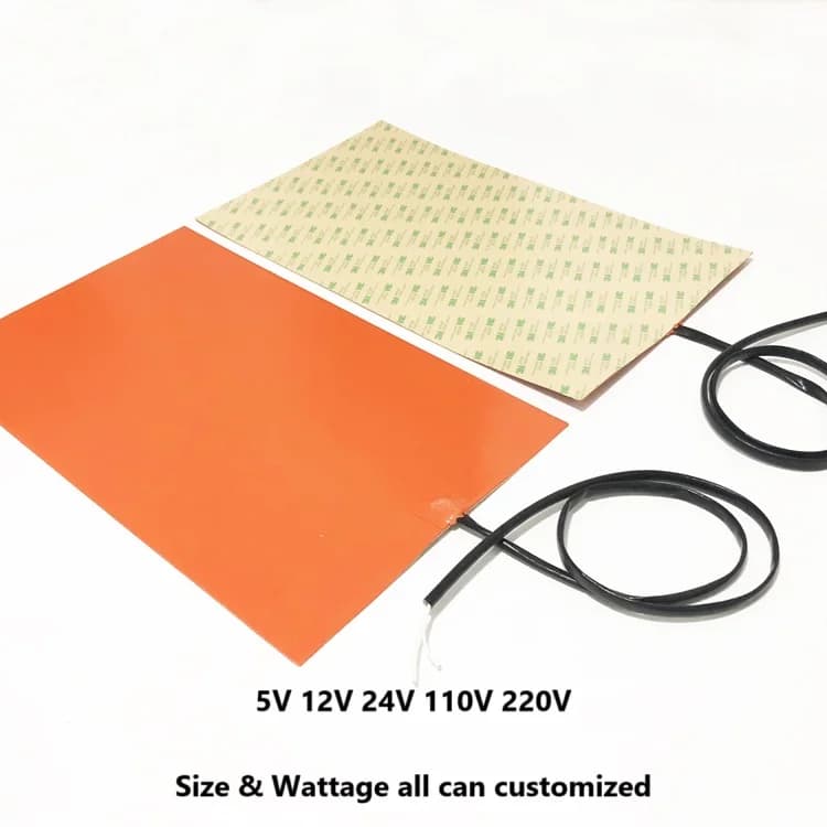 Plaques chauffantes électriques en caoutchouc silicone 5V 12V 24V 110V 220V 380V, tapis chauffant adhésif flexible et étanche pour imprimante 3D