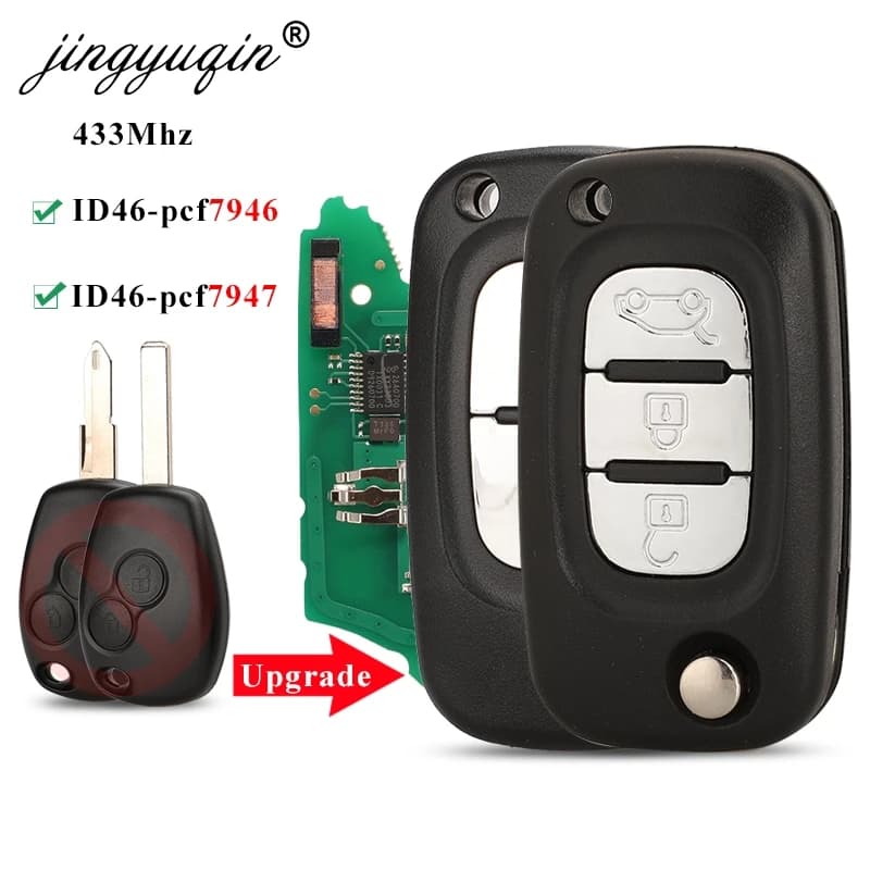 Jingyuqin 2/3BTN télécommande de voiture modifiée Flip 433Mhz ID46-7946 /7947 pour Renault Vivaro Movano contrôleur de circulation Kangoo Clio Dacia