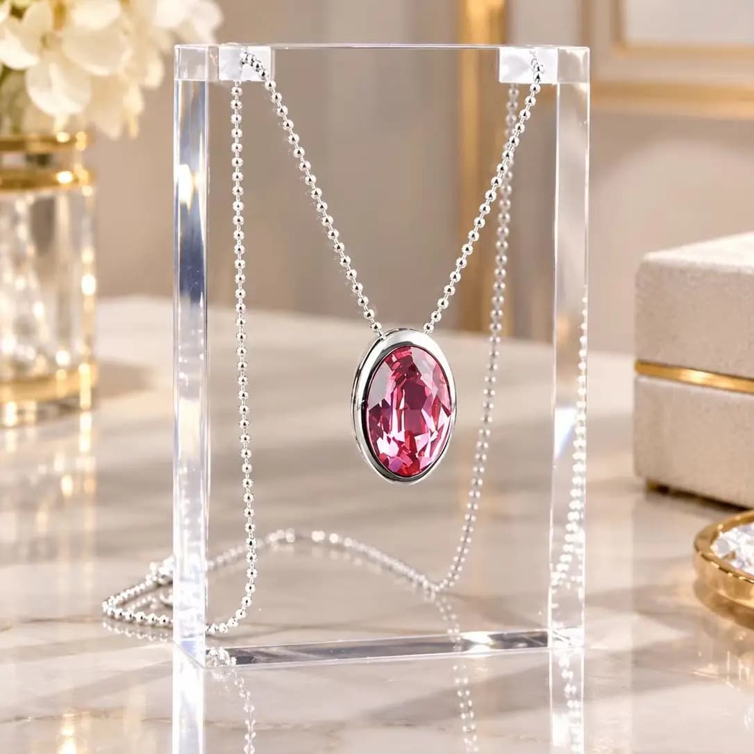 Présentoir de pendentif de collier, chaîne transparente en acrylique solide, support de présentation de bijoux, vitrine, étagère d'accessoires de photographie