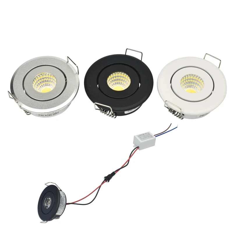 Mini plafonnier LED COB 12V 3W, spot lumineux pour vitrine, éclairage d'armoire à bijoux, trou de découpe 40-45mm