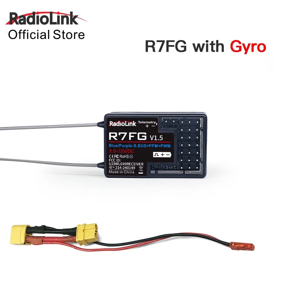Radiolink R7FG 7 canaux 2.4G gyroscope RC récepteur voiture tension transmission télémétrie 600m longue portée RX pour voiture à dérive sur chenilles