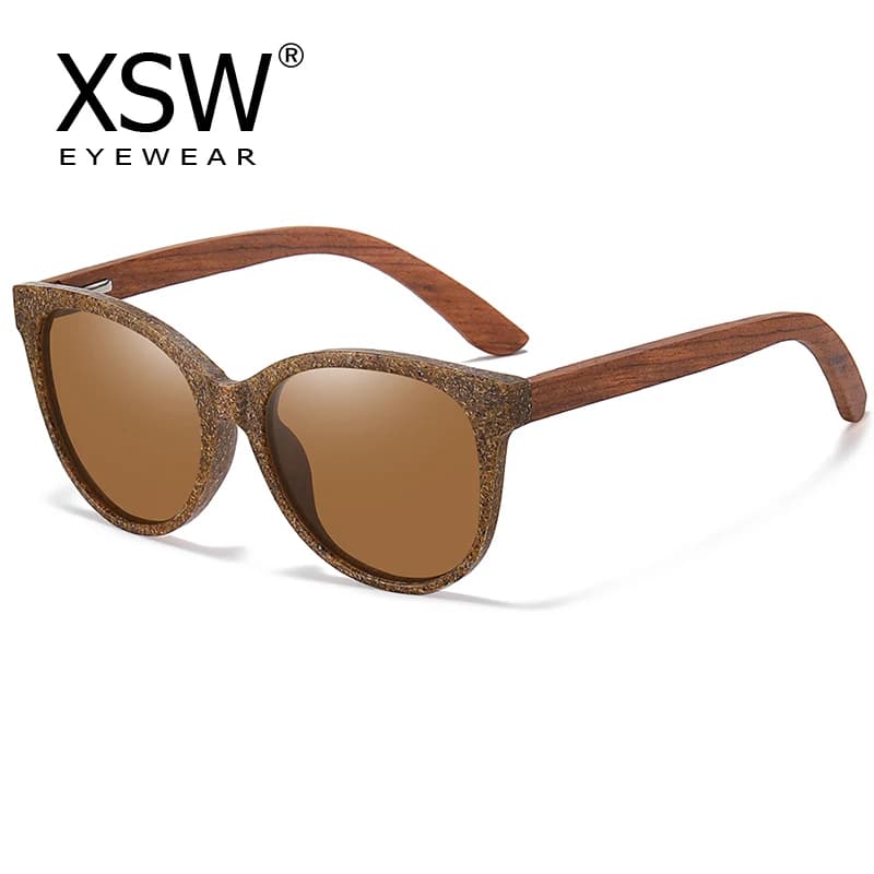 XSW – lunettes de soleil à café pour femmes, verres miroir en bois, Vintage, classique, Vintage, adaptés aux petits visages, UV400, nouvelle collection